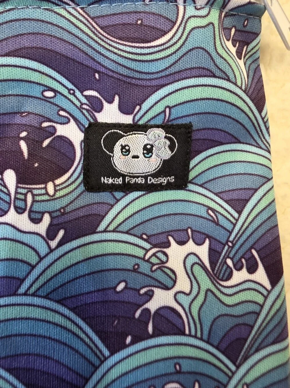 Naked Panda Designs Blue Wave Print Wet Bag Large Zippered Pouch